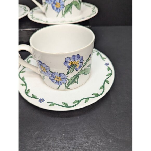 International Tableworks Terrace Blossoms Flat Coffee Cup w/Saucer Set of 4 - Picture 9 of 12